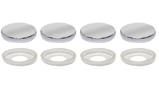 Black Full License Plate Screw Caps Cover Rings Hardware Set 4 Pack