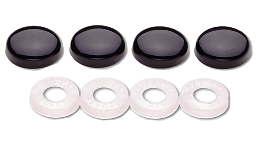 Black Full License Plate Screw Caps Cover Rings Hardware Set 4 Pack