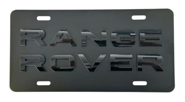 Black Range Rover 3D Wording Emblem Black Metal License Plate