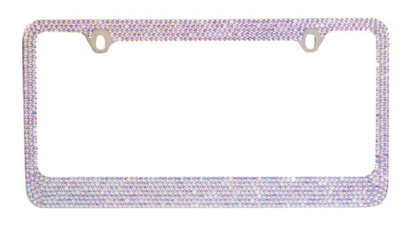Popular Brilliant Crystal Metal Chrome License Plate Frame – Aurora Borealis “AB”