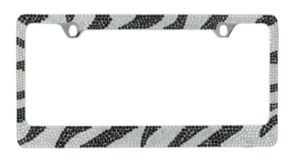 Popular Brilliant Crystal Metal Chrome License Plate Frame – Clear Zebra