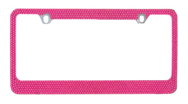 Popular Brilliant Crystal Metal Chrome License Plate Frame – Hot Pink