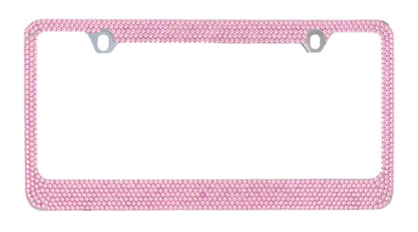 Popular Brilliant Crystal Metal Chrome License Plate Frame – Light Pink