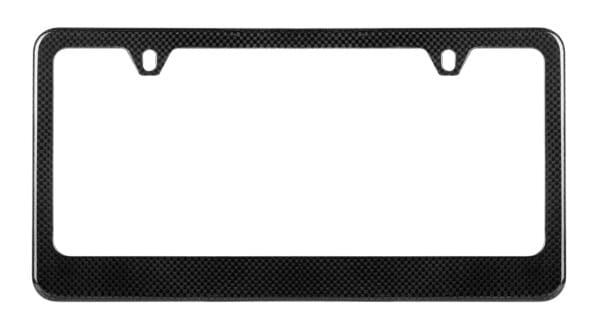 Premium Carbon Fiber License Plate Frame Plain 1X1 Weave - 2 Holes Thin Top - Gloss Finish