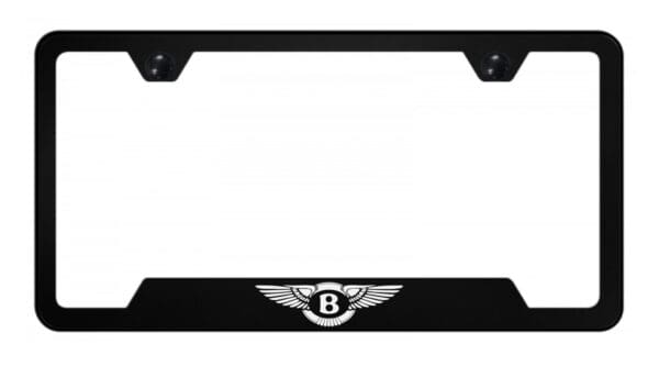 Bentley Emblem Laser Engraved Stainless Steel Notched License Plate Frame - Black