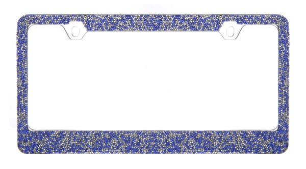 Rocking Bling Crystal Chrome Metal License Plate Frame - Blue | Silver