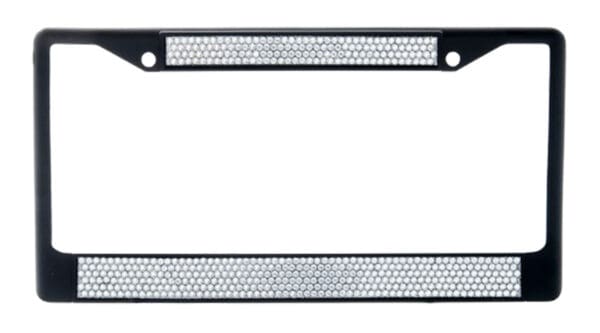 Black Metal License Plate Frame with Crystal Rhinestone - Clear