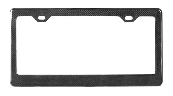 Carbon Fiber License Plate Frame Plain 1X1 Weave - 2 Holes Thin Top - Gloss Finish