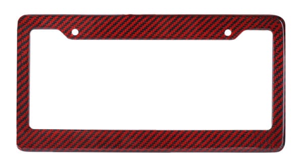 Carbon Fiber License Plate Frame - 2 Holes Wide Top - Red