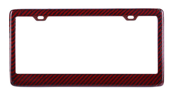 Carbon Fiber License Plate Frame - 2 Holes Thin Top - Red