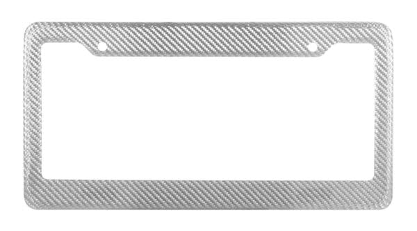 Carbon Fiber License Plate Frame - 2 Holes Wide Top - Silver