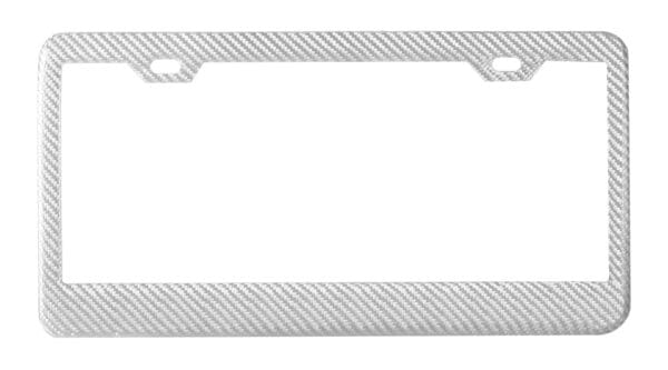 Carbon Fiber License Plate Frame - 2 Holes Thin Top - Silver