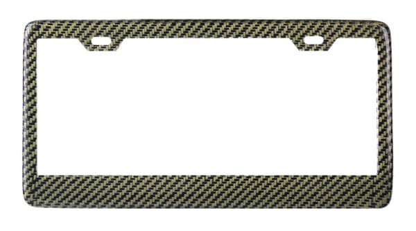 Carbon Fiber License Plate Frame - 2 Holes Thin Top - Yellow