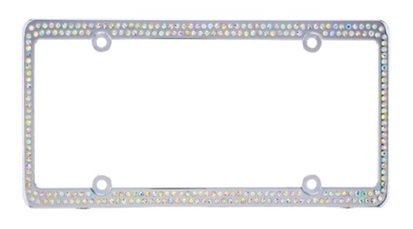 2Rows Crystal Metal Chrome License Plate Frame - Aurora Borealis "AB"