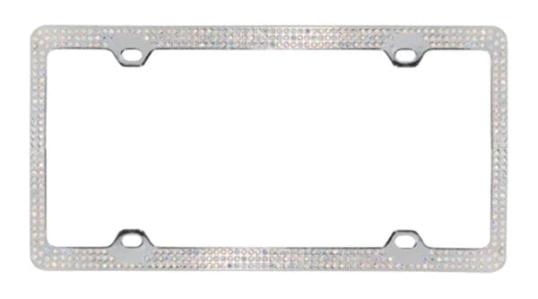 3Rows Crystal Metal Chrome License Plate Frame - Aurora Borealis "AB"