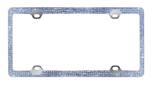 3Rows Crystal Metal Chrome License Plate Frame - Blue