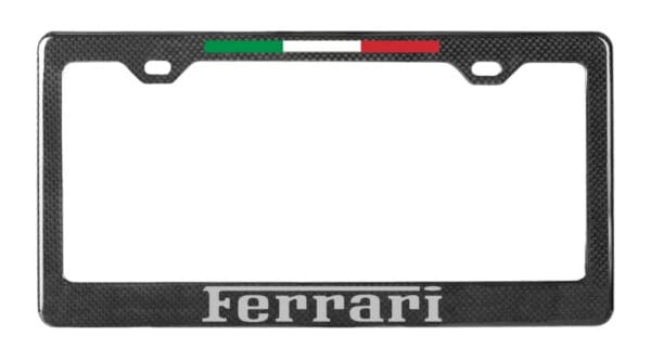 Ferrari Italian Flag Real Carbon Fiber License Plate Frame - Silver