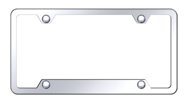 Stainless Steel Cut-Out 4 Holes License Plate Frame – Mirror Finish
