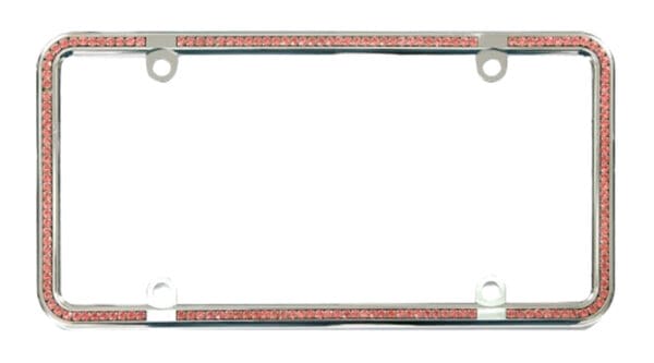Slim Crystal Chain Metal Chrome License Plate Frame - Pink