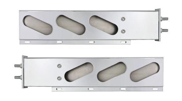 Stainless Steel 30" Mud Flap Hanger Oval Light Cutouts Spring Loaded - 2 1/2 Pattern