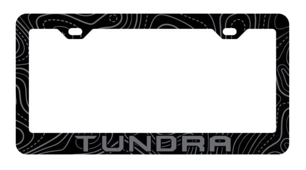 Tundra Topography Map Laser Engraved Stainless Steel License Plate Frame - Black