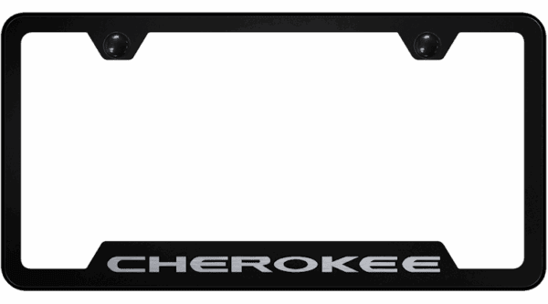 Black License Plate Frame for JEEP Cherokee (Premium Licensed Laser Etched)