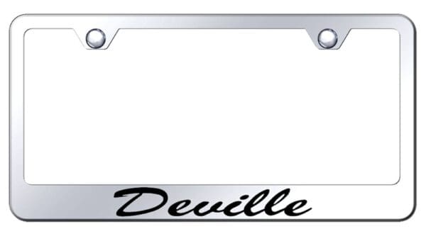 Cadilac Deville Laser Etched Script Stainless Steel License Plate Frame (Chrome)