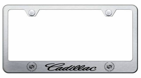 Cadillac Brushed Chrome Stainless Steel License Plate Frame - LF.CAD.ES
