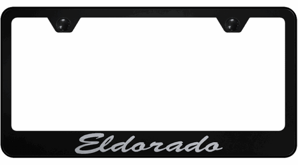 Cadillac Eldorado Etched Script Logo Black License Plate Frame Official Licensed