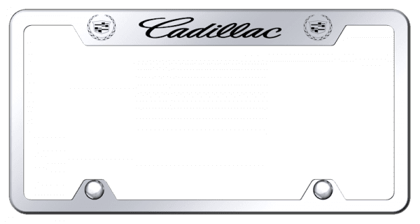 Cadillac Mirrored Steel Truck Cut-Out Logo License Plate Frame Official License