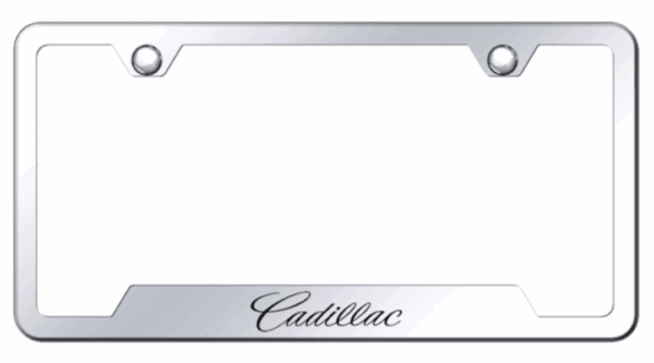 Cadillac Script Laser Etched Logo Notched License Plate Frame Official Licensed