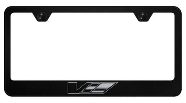 Cadillac V-SERIES Laser Etched Logo Black License Plate Frame