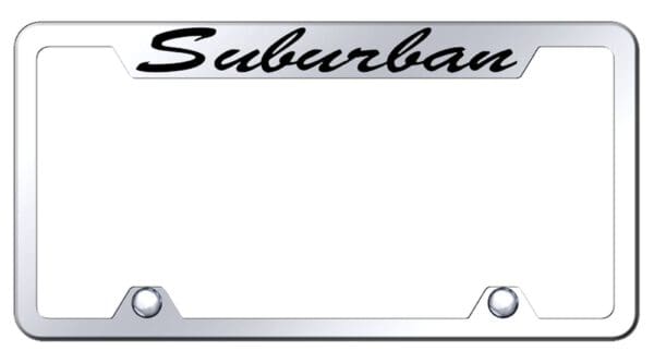 Chevy Suburban Script Satinless Steel Truck Cut-Out License Plate Frame (Chrome)