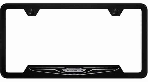 Chrysler Logo Black Finish Notched License Plate Frame Official Licensed