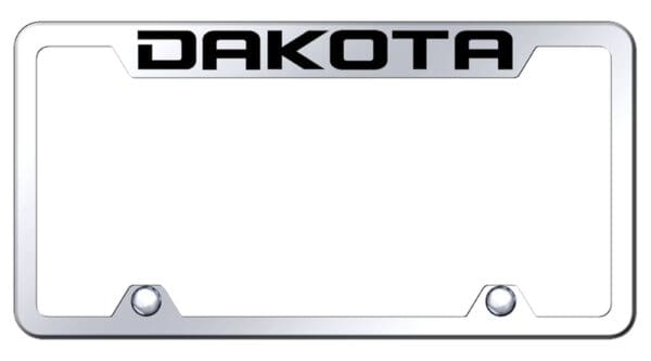 Dodge Dakota Logo Stainless Steel Truck Cut-Out License Plate Frame (Chrome)