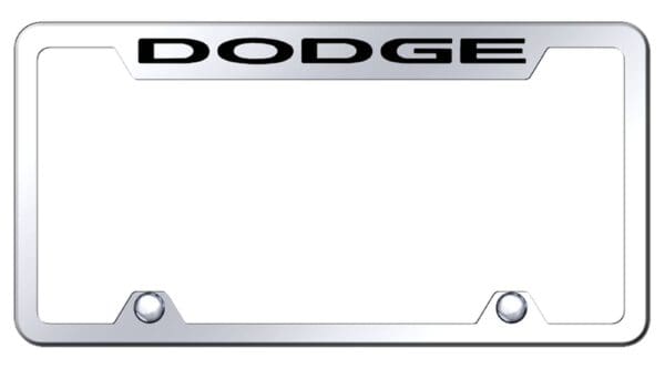Dodge Laser Etched Stainless Steel Truck Cut-Out License Plate Frame (Chrome)