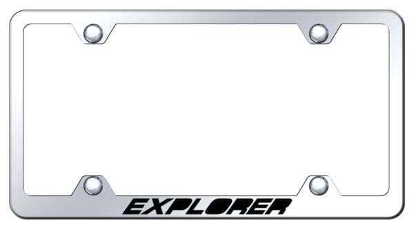 Ford Explorer Laser Etched Logo Wide Body License Plate Frame (Chrome)