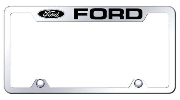 Ford Laser Etched Logo Stainless Steel Truck CutOut License Plate Frame (Chrome)