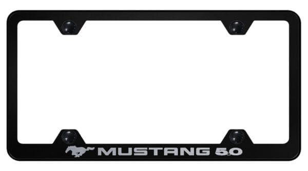 Ford Mustang 5.0 Laser Etched Logo Wide Body License Plate Frame (Black)