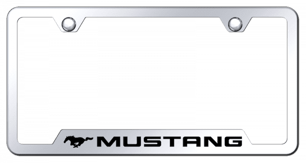 Ford Mustang Logo Mirrored Chrome Notched License Plate Frame Official Licensed