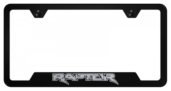 Ford Raptor Logo Black Finish Notched License Plate Frame Official Licensed