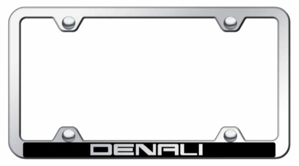 GMC Denali Chrome with Black Plastic License Plate Frame