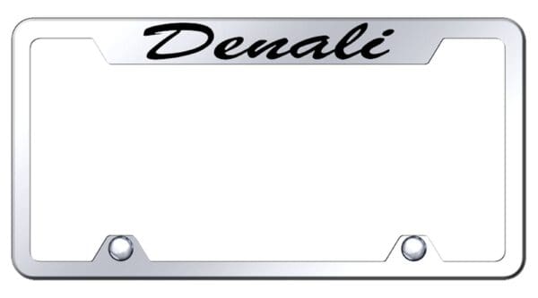 GMC Denali Script Satinless Steel Truck Cut-Out License Plate Frame (Chrome)