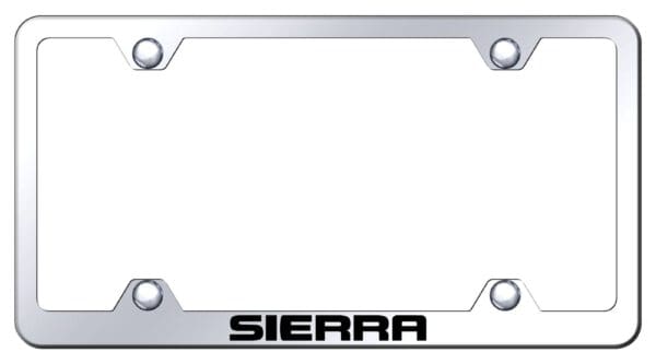 GMC Sierra Laser Etched Stainless Steel Wide Body License Plate Frame (Chrome)