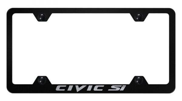 Honda Civic SI Laser Etched Logo Black License Plate Frame Official Licensed