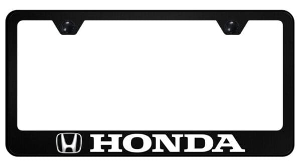 Honda White Logo Wide Bottom Black UV Printed Polycarbonate License Frame