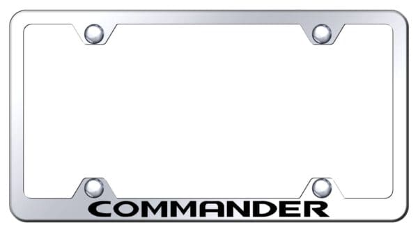 Jeep Commander Laser Etched Logo Wide Body License Plate Frame (Chrome)