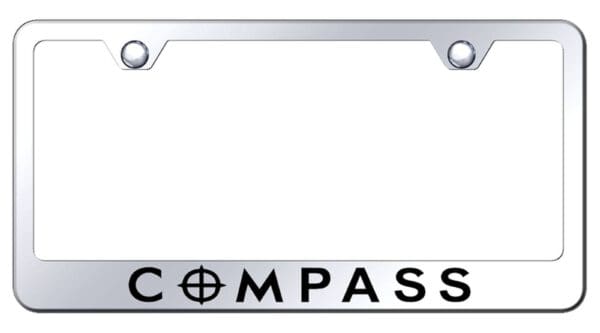 Jeep Compass Laser Etched Logo Stainless Steel License Plate Frame (Chrome)