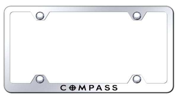 Jeep Compass Laser Etched Logo Wide Body License Plate Frame (Chrome)