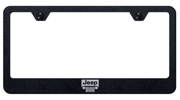 Jeep Grill Laser Etched Logo Stainless Steel License Plate Frame (Rugged Black)
